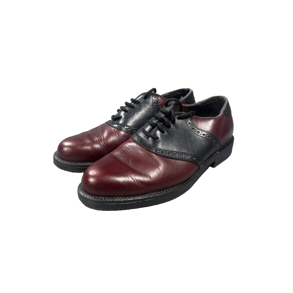 Vintage Nunn Bush Men 9M Maroon Genuine Leather Comfort LaceUp Oxford Colorblock